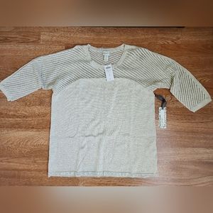 NWT CHICOS Zenergy cream beige tan top sweater size 2